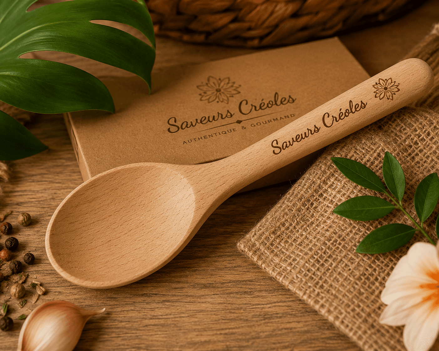 Cuillère en bois gravée