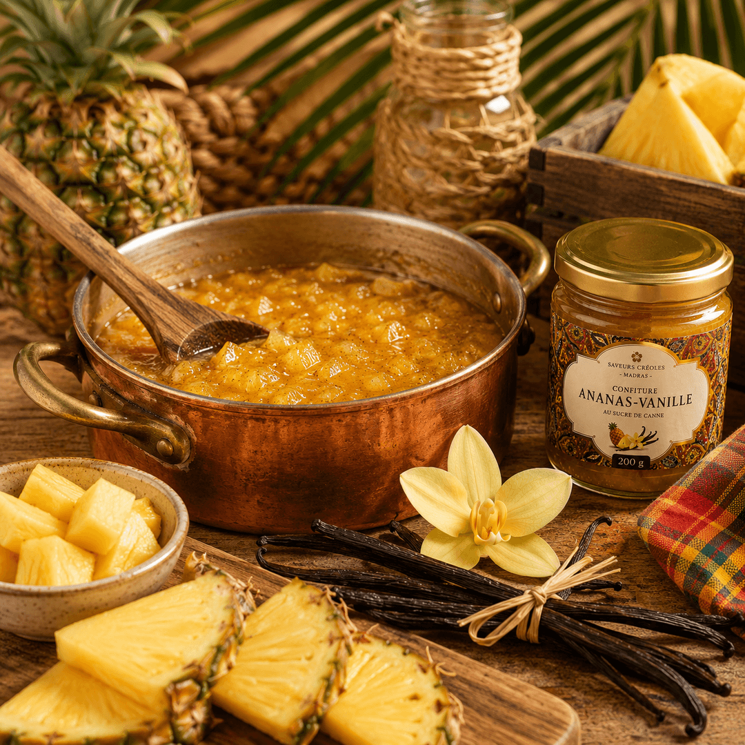 Préparation artisanale de la Confiture Ananas-Vanille