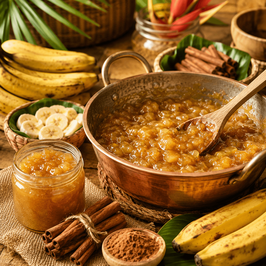 Préparation artisanale de la Confiture Banane-Cannelle