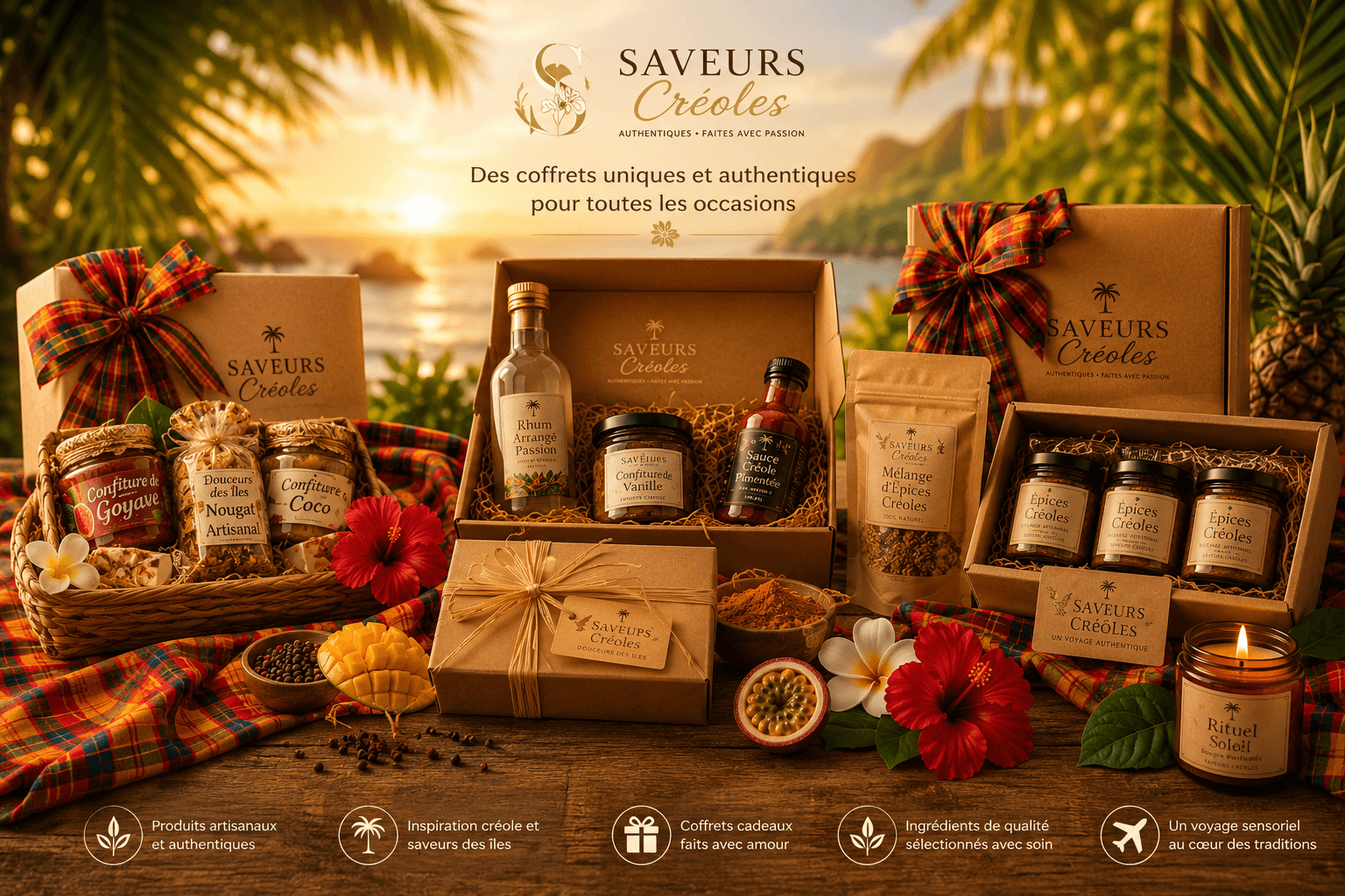 Présentation des coffrets Saveurs Créoles