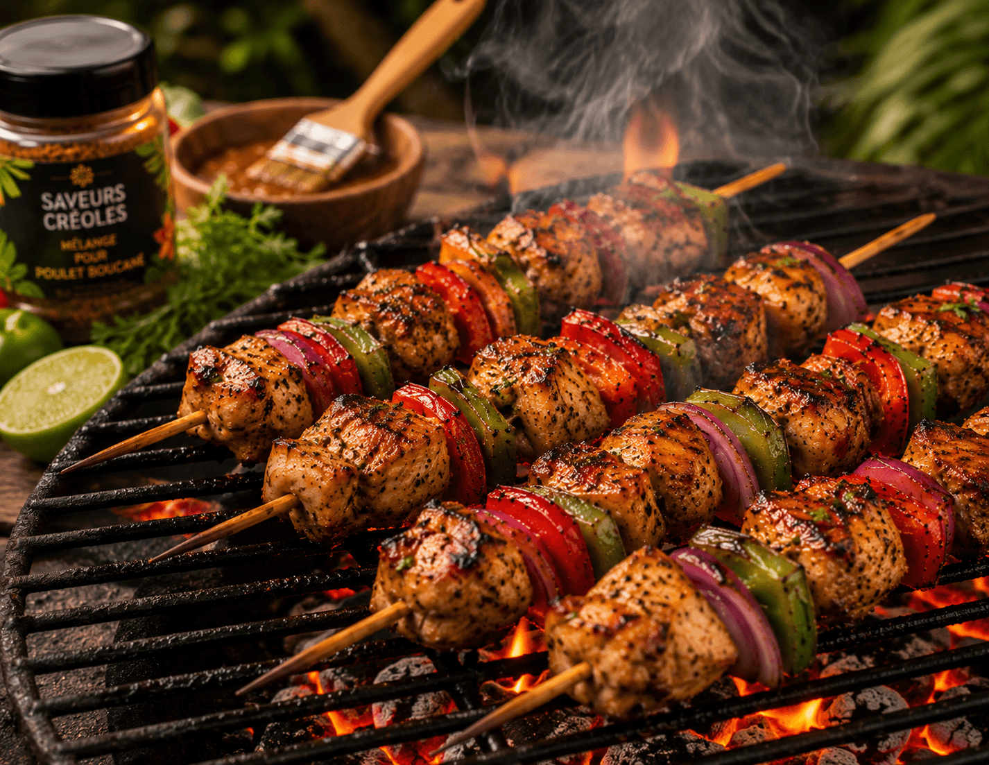Cuisson des Brochettes Créoles