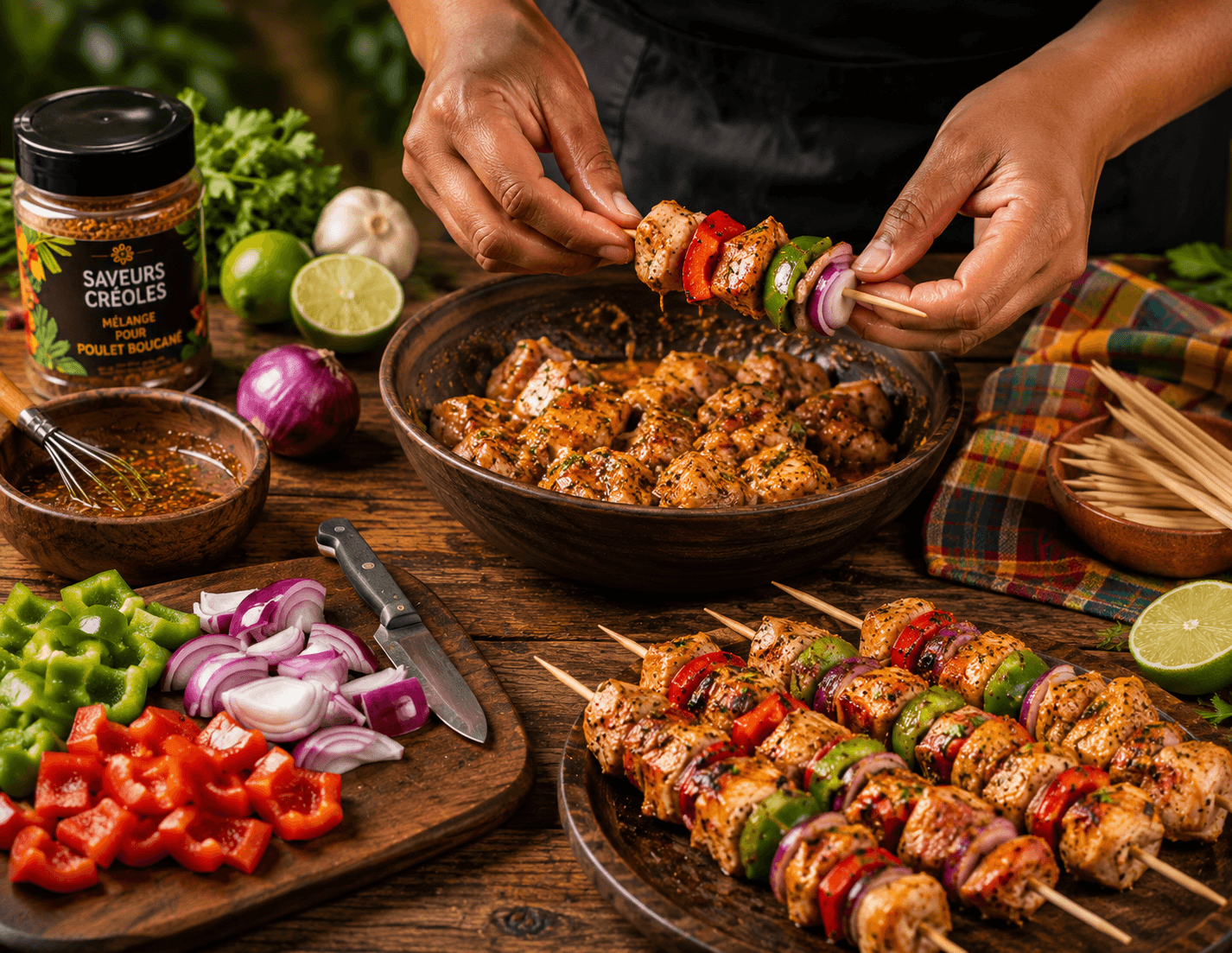 Préparation des Brochettes Créoles