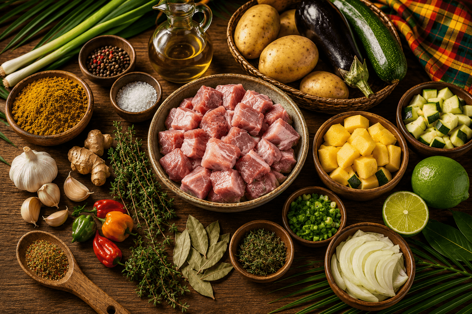 Ingrédients du Colombo de Porc