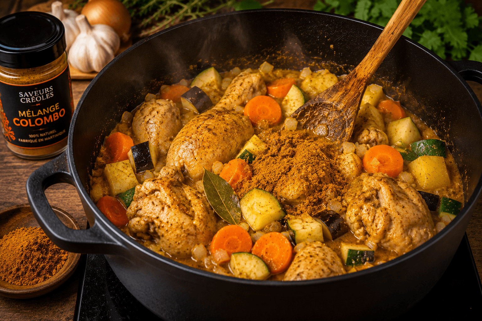 Ajout des légumes et du Mélange Colombo