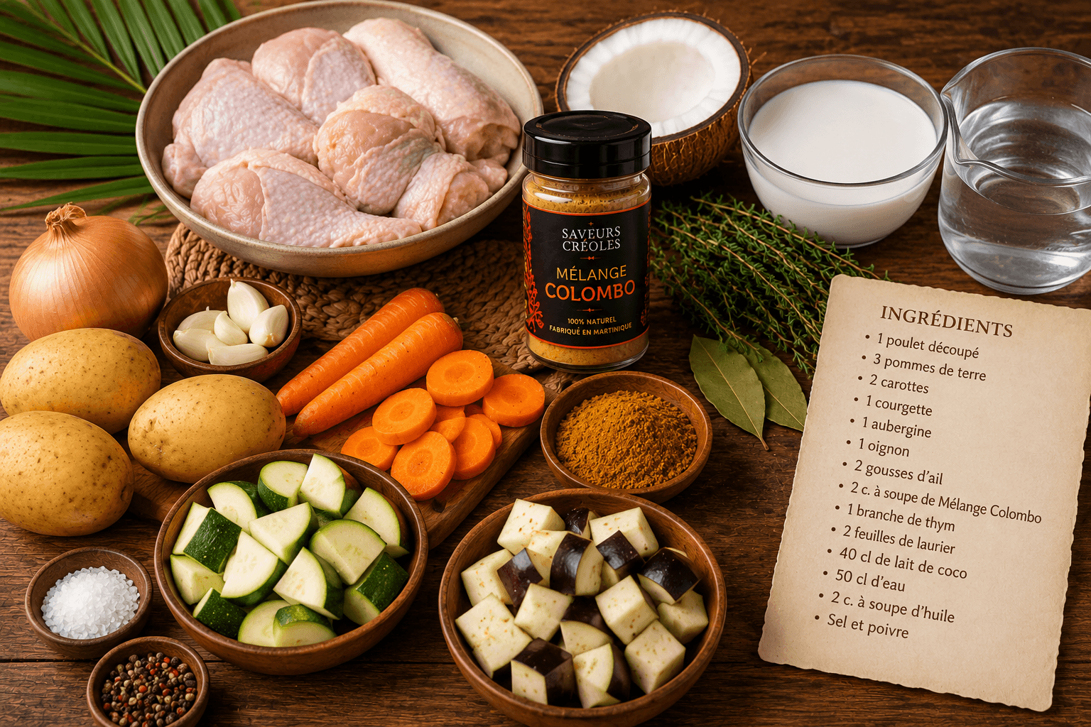 Ingrédients du Colombo de Poulet