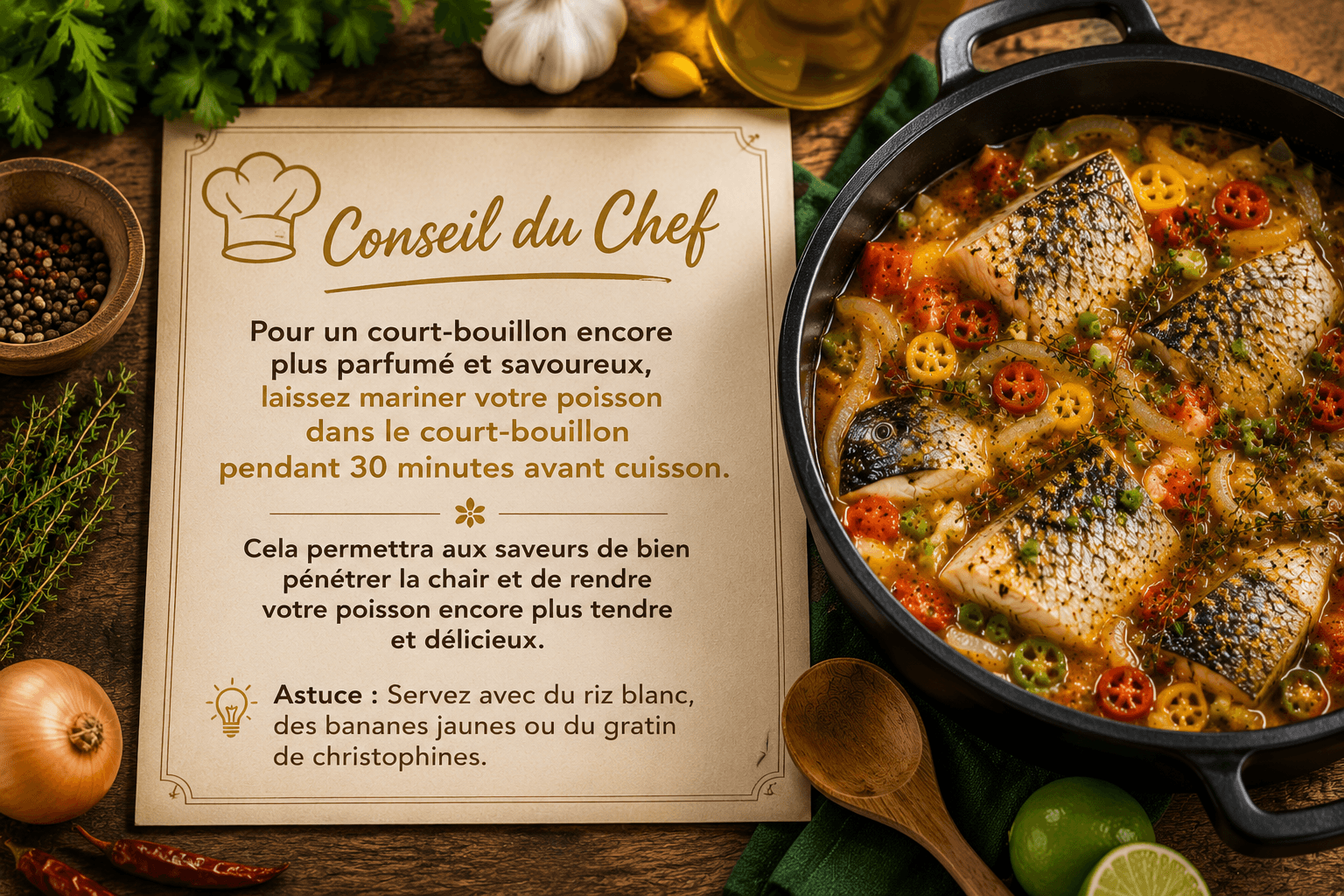 Conseil du Chef pour réussir le Court-Bouillon de Poisson