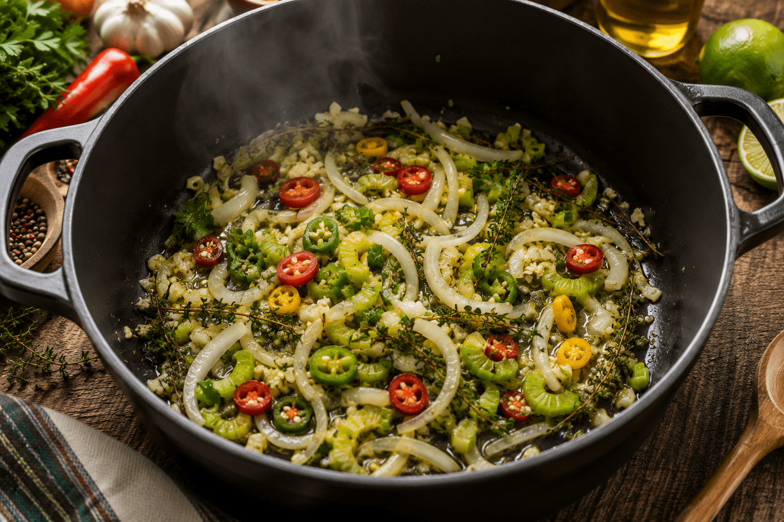 Cuisson des aromates du Court-Bouillon de Poisson
