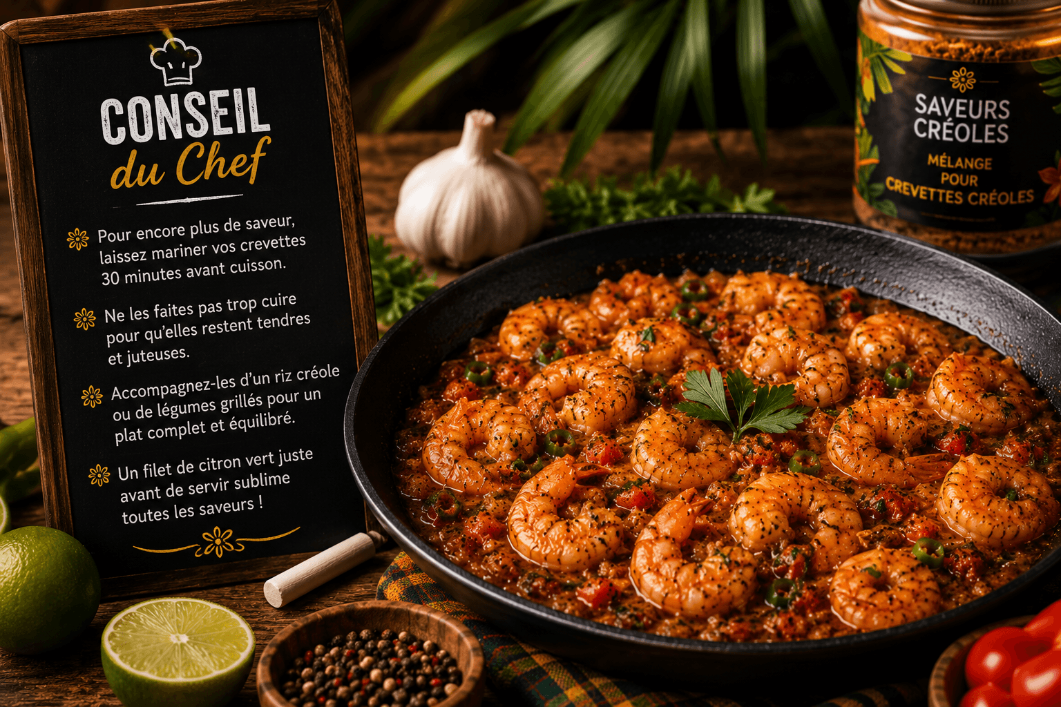 Conseil du Chef pour réussir les Crevettes Créoles