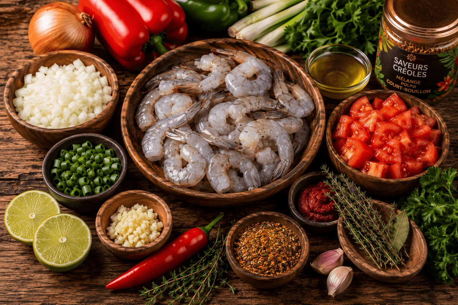 Ingrédients des Crevettes Créoles