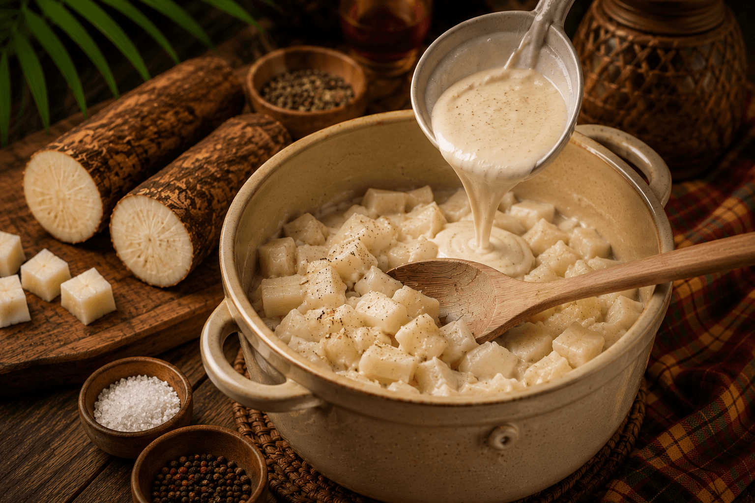 Préparation crémeuse du gratin d'igname