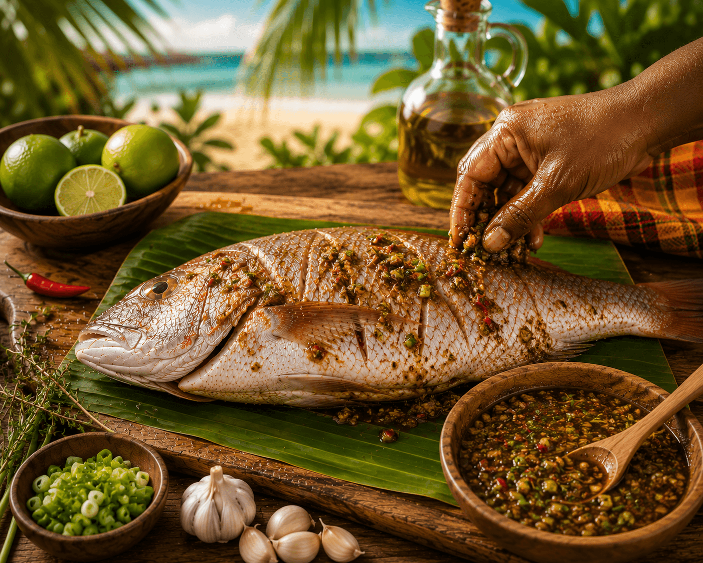Préparation de la marinade créole