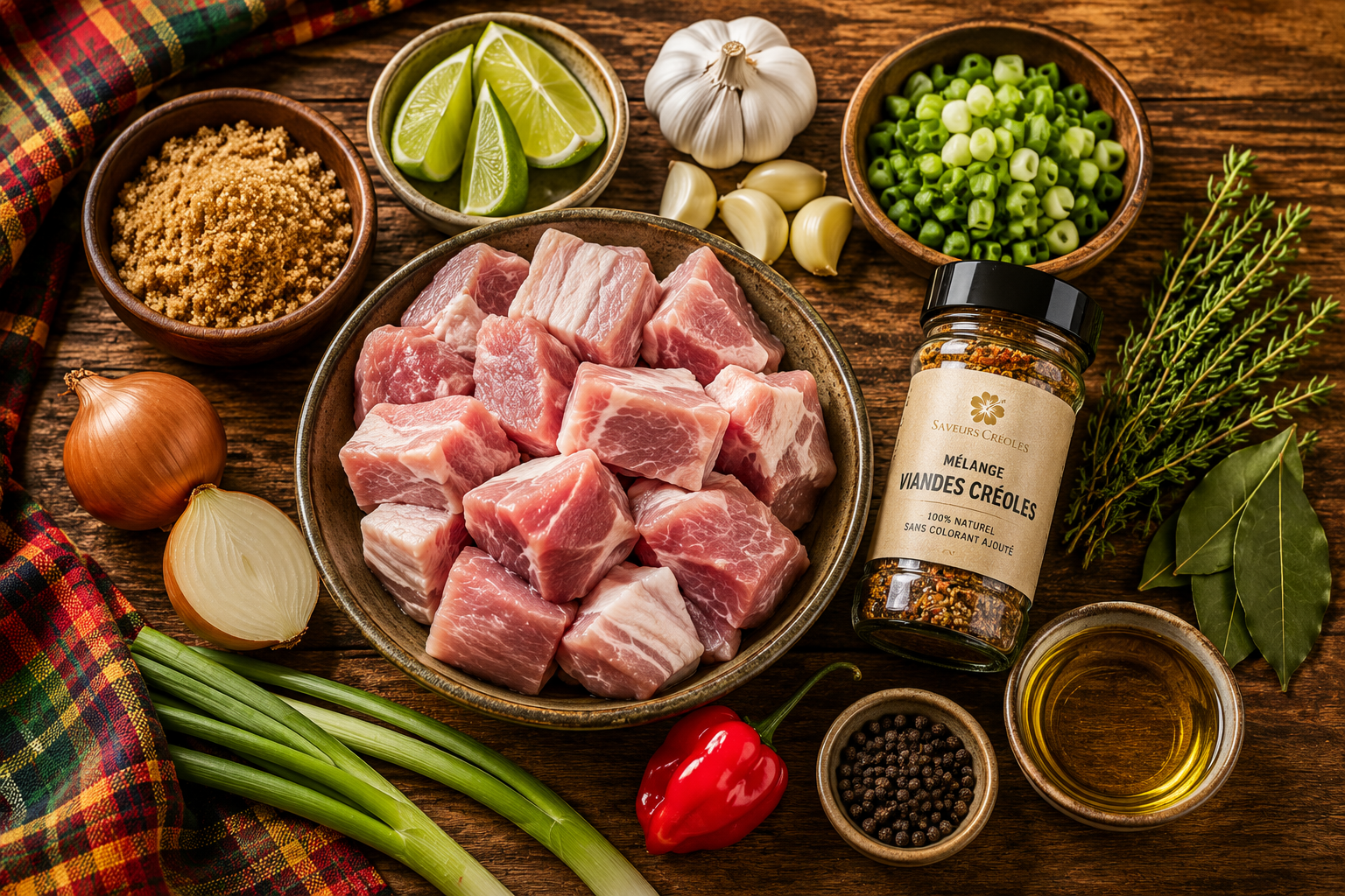 Ingrédients du Porc Roussi Créole