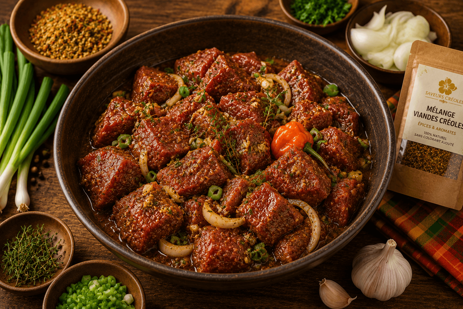 Marinade du bœuf aux épices créoles