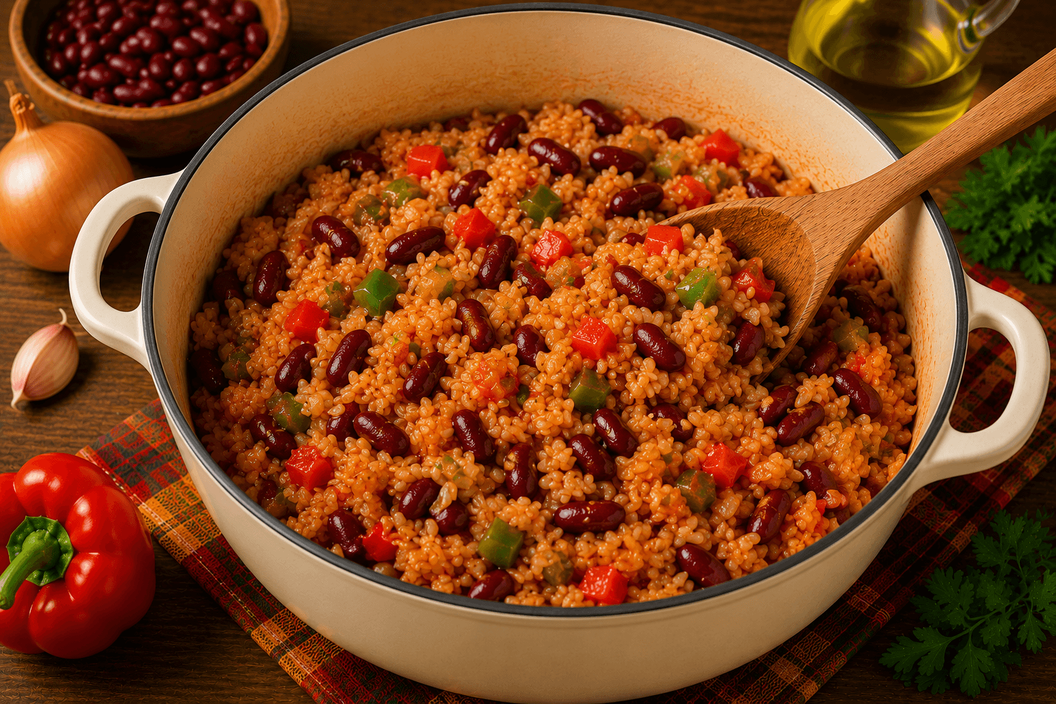 Cuisson du Riz aux Haricots Rouges