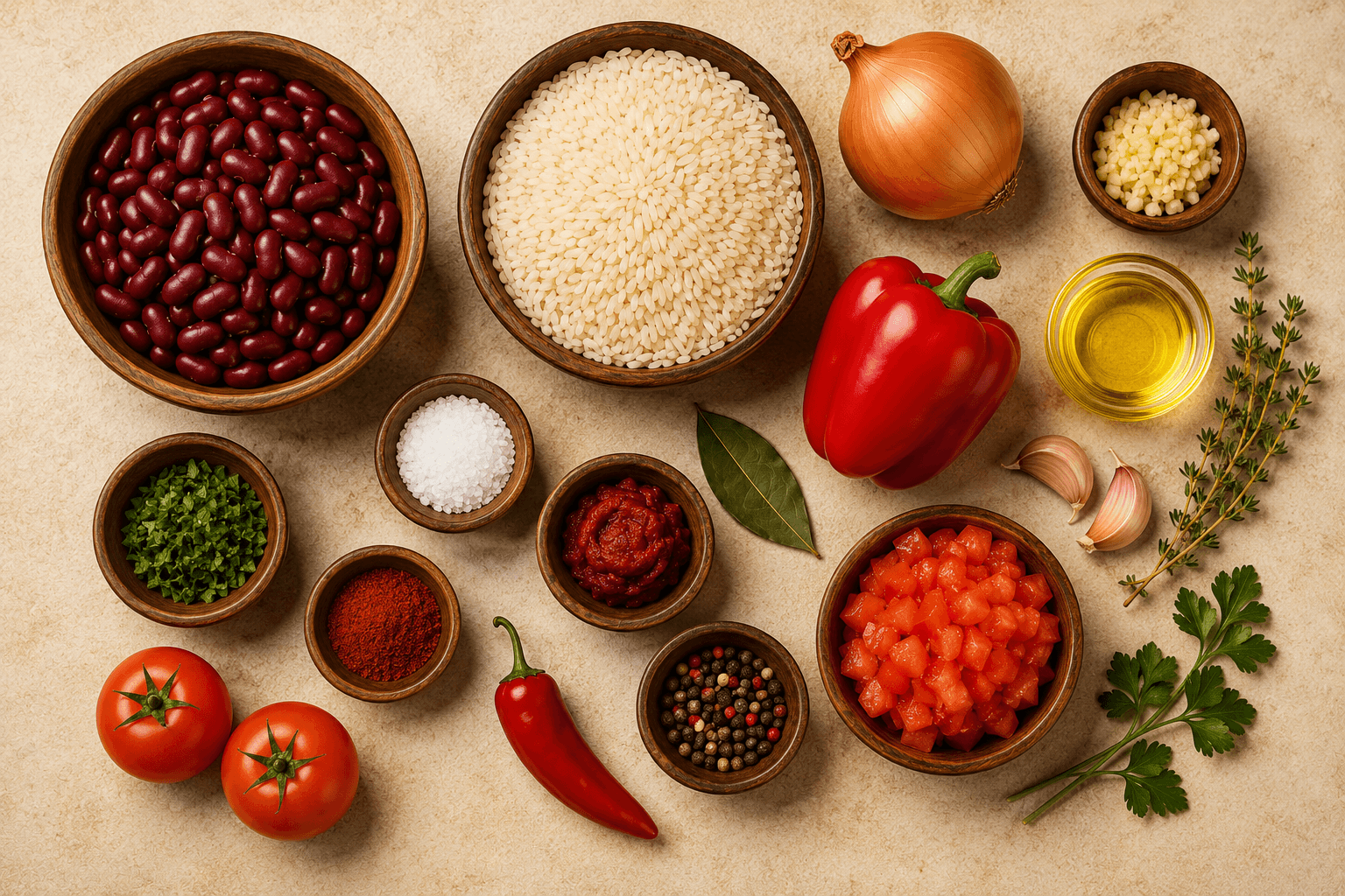 Ingrédients du Riz aux Haricots Rouges